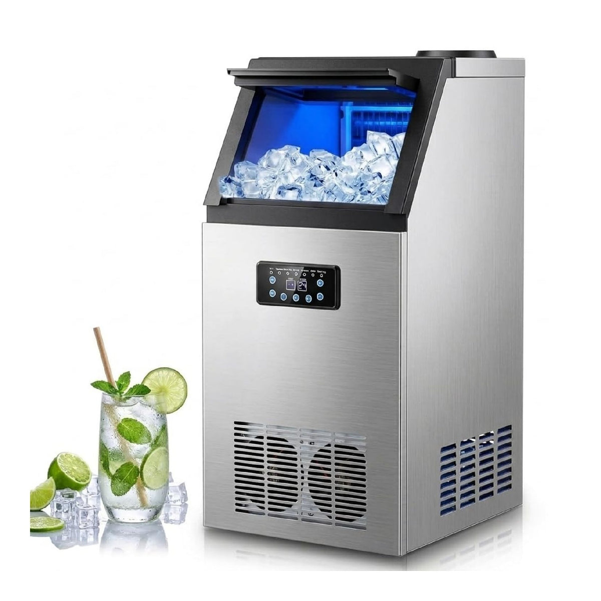 Potente macchina per il ghiaccio color acciaio inox