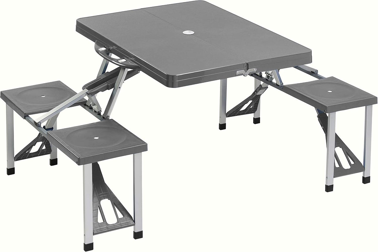 Tavolo pieghevole da picnic con chiusura a valigetta per campeggio blu grigio 85 x 65 x 67 cm