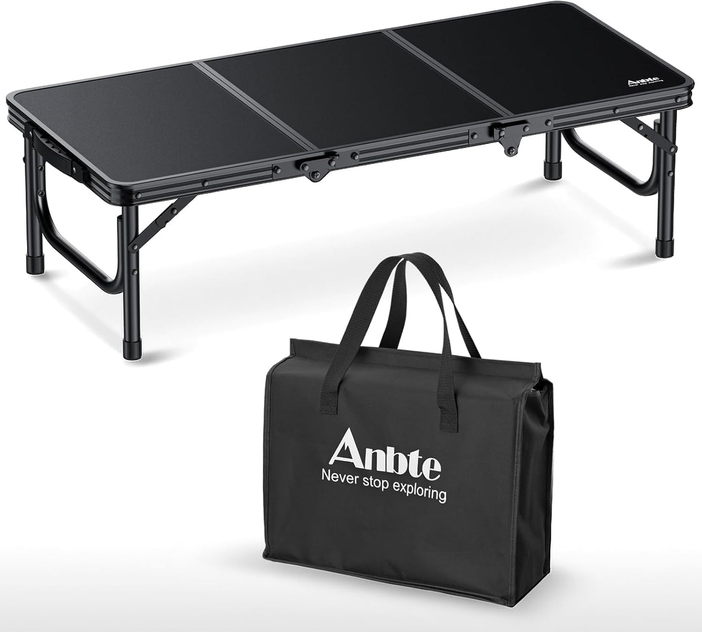 Tavolino basso pieghevole da campeggio e spiaggia nero 87 x 40 x 26.2 cm per lavoro caffe e attivita outdoor