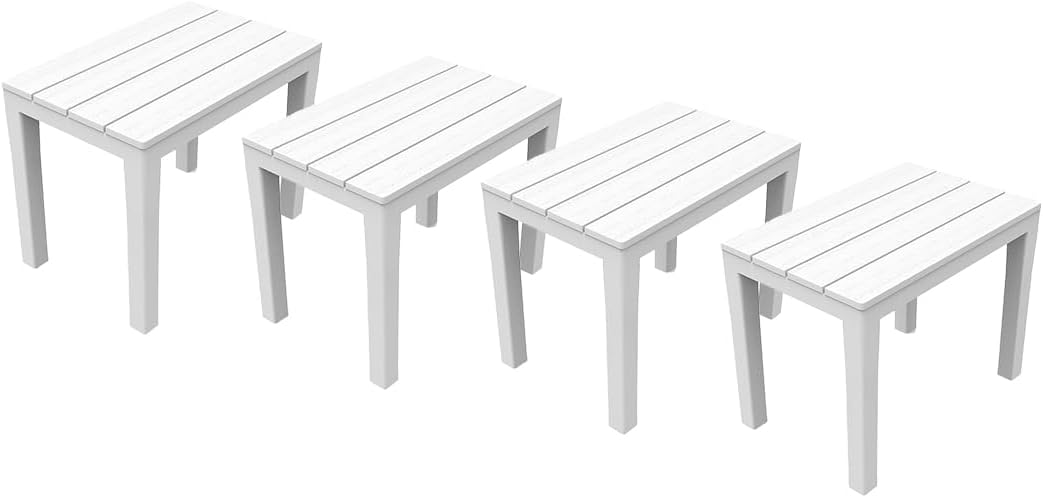 Set outdoor multifunzione 4 pezzi con tavolino e sedute in polipropilene 60 x 38 x 45 cm