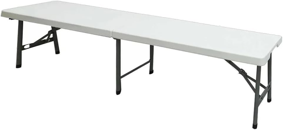 Panca pieghevole a valigetta con maniglia per buffet feste catering mercato e campeggio 180 x 28 x 44 cm bianca