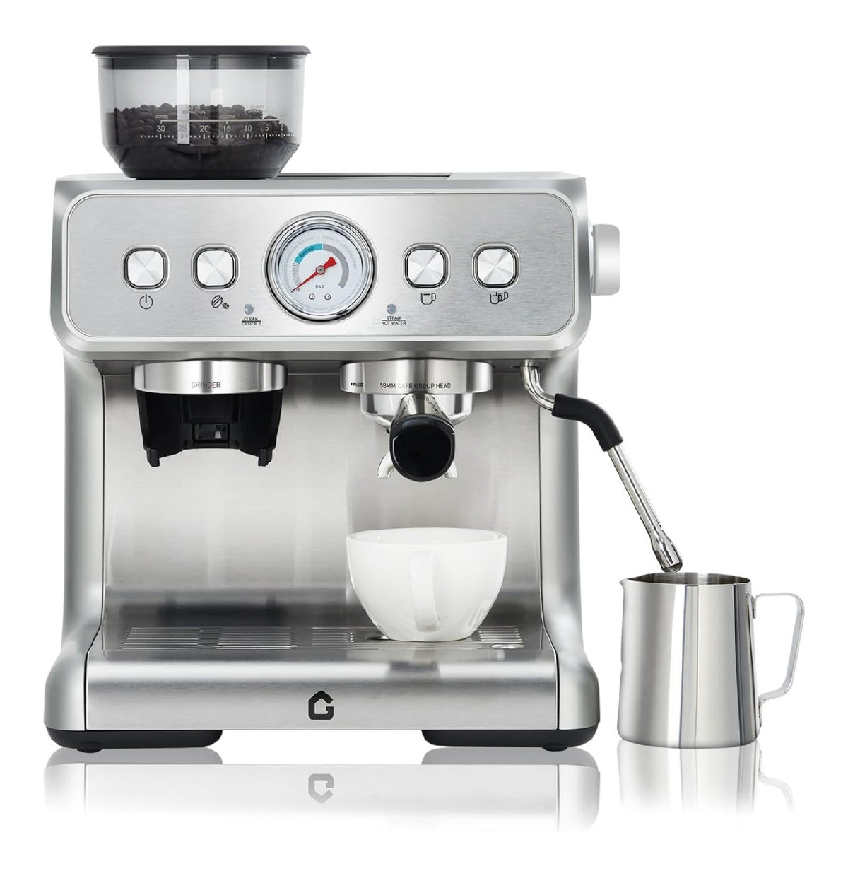 Funzione vapore caffettiera combo color acciaio inox