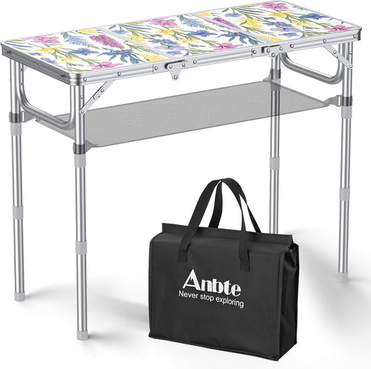 Tavolo pieghevole da esterno con motivo decorativo e altezza regolabile 87 x 40 x 70 cm con piano MDF