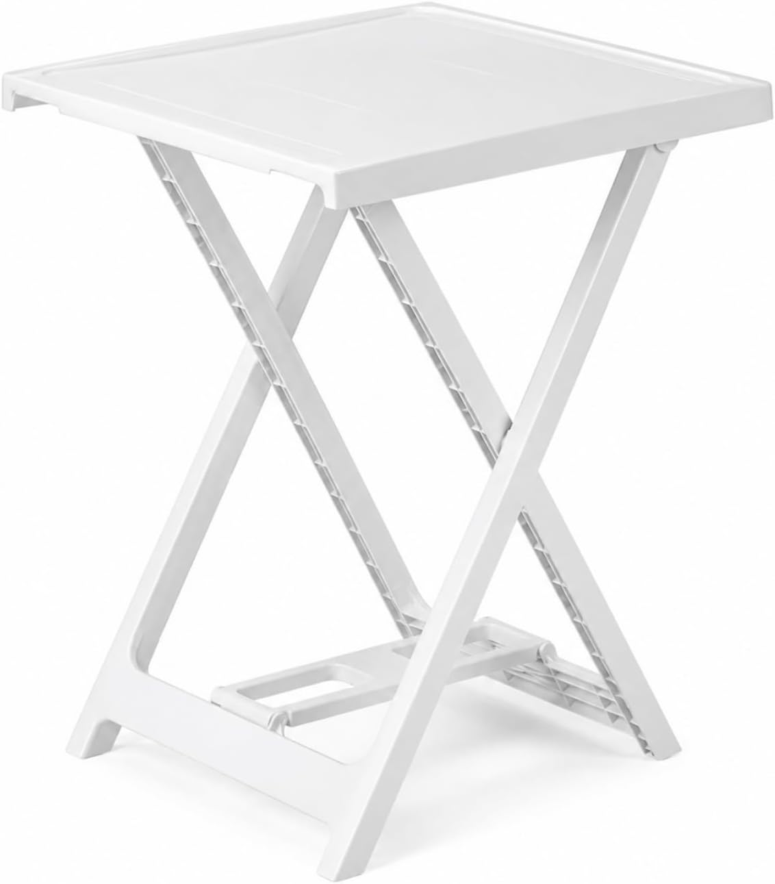 Tavolo piccolo pieghevole da giardino in plastica bianca 50 x 47 x 65 cm salvaspazio per interno ed esterno