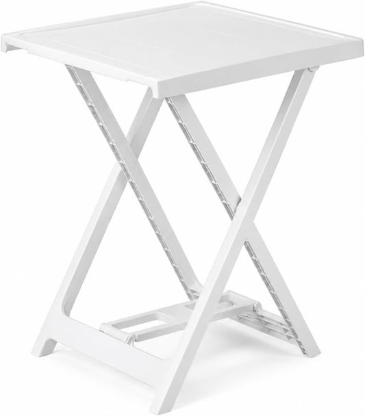 Tavolo piccolo pieghevole da giardino in plastica bianca 50 x 47 x 65 cm salvaspazio per interno ed esterno