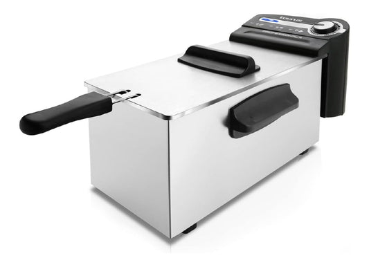 Compatta friggitrice elettrica in acciaio inossidabile color acciaio inox