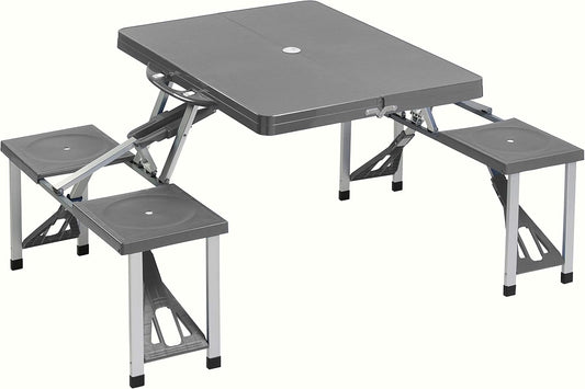 Tavolo pieghevole da picnic con chiusura a valigetta per campeggio blu grigio 85 x 65 x 67 cm