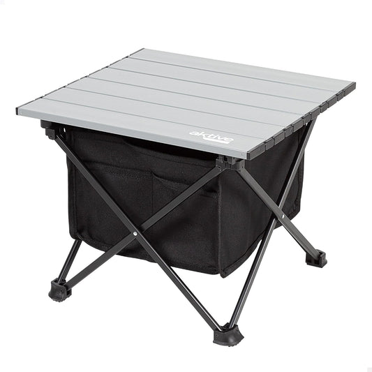 Tavolino portatile pieghevole da campeggio con piano MDF 60 x 40 cm struttura in alluminio e borsa laterale