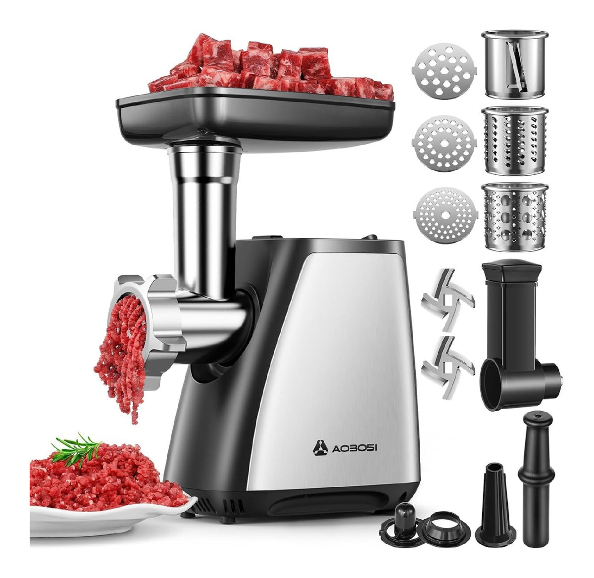 Tritacarne elettrico con potenza 2800 watt e lavabile in lavastoviglie