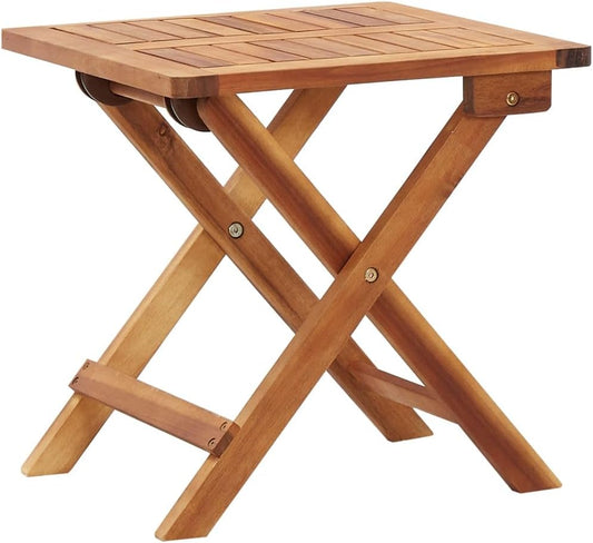 Tavolino quadrato pieghevole in legno massello di acacia 40 x 40 x 40 cm resistente alle intemperie