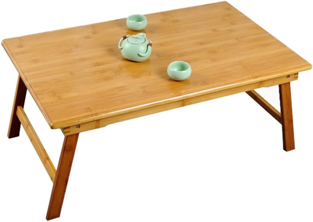 Scrivania pieghevole in bambu per laptop con piano rettangolare uso letto meditazione e picnic