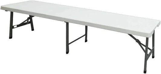 Panca pieghevole a valigetta con maniglia per buffet feste catering mercato e campeggio 180 x 28 x 44 cm bianca